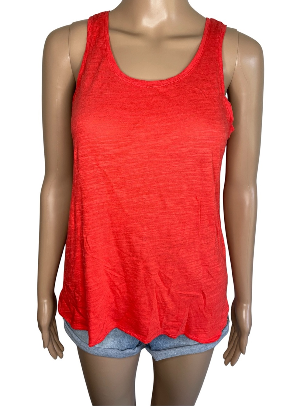 Banana Republic Solid Orange Scoop Neck Malibu Tee Sleeveless Pullover Tank Top